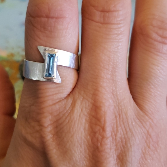 AQUAMARINE Zigzag Lightning Bolt Handmade S - Picture 3 of 10